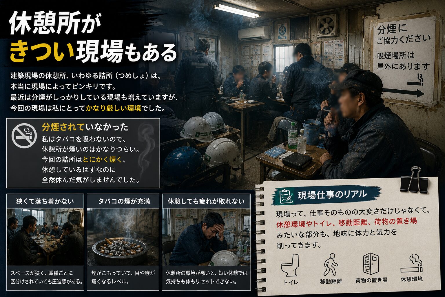休憩所がきつい現場もある